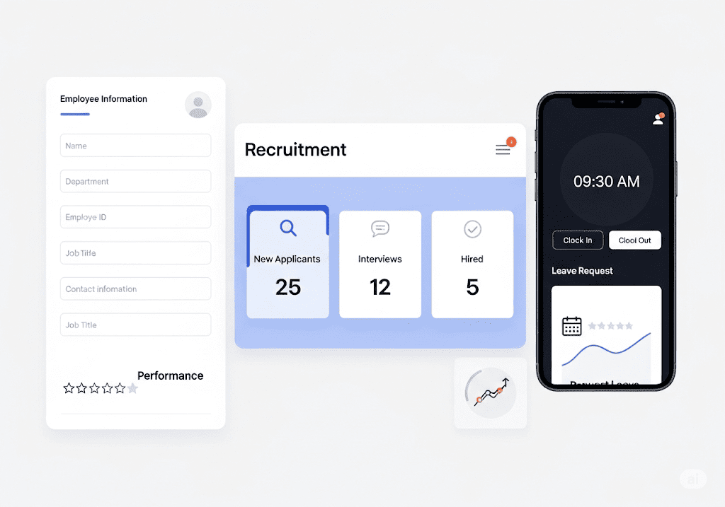 Các tính năng nổi bật trên website quản lý nhân sự, bao gồm quản lý thông tin nhân viên và tuyển dụng