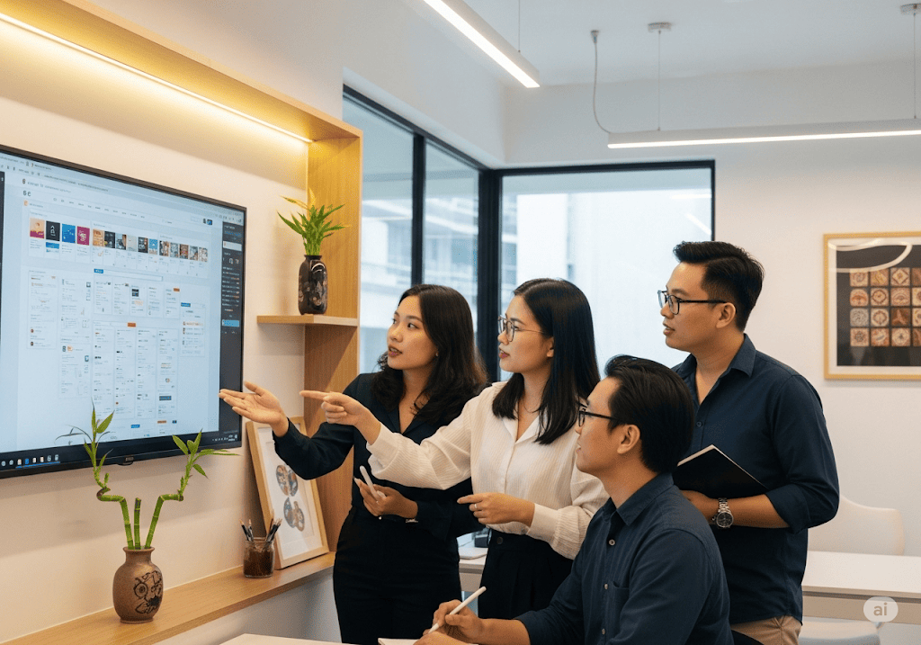 Đội ngũ chuyên gia đang hợp tác phát triển website bán hàng