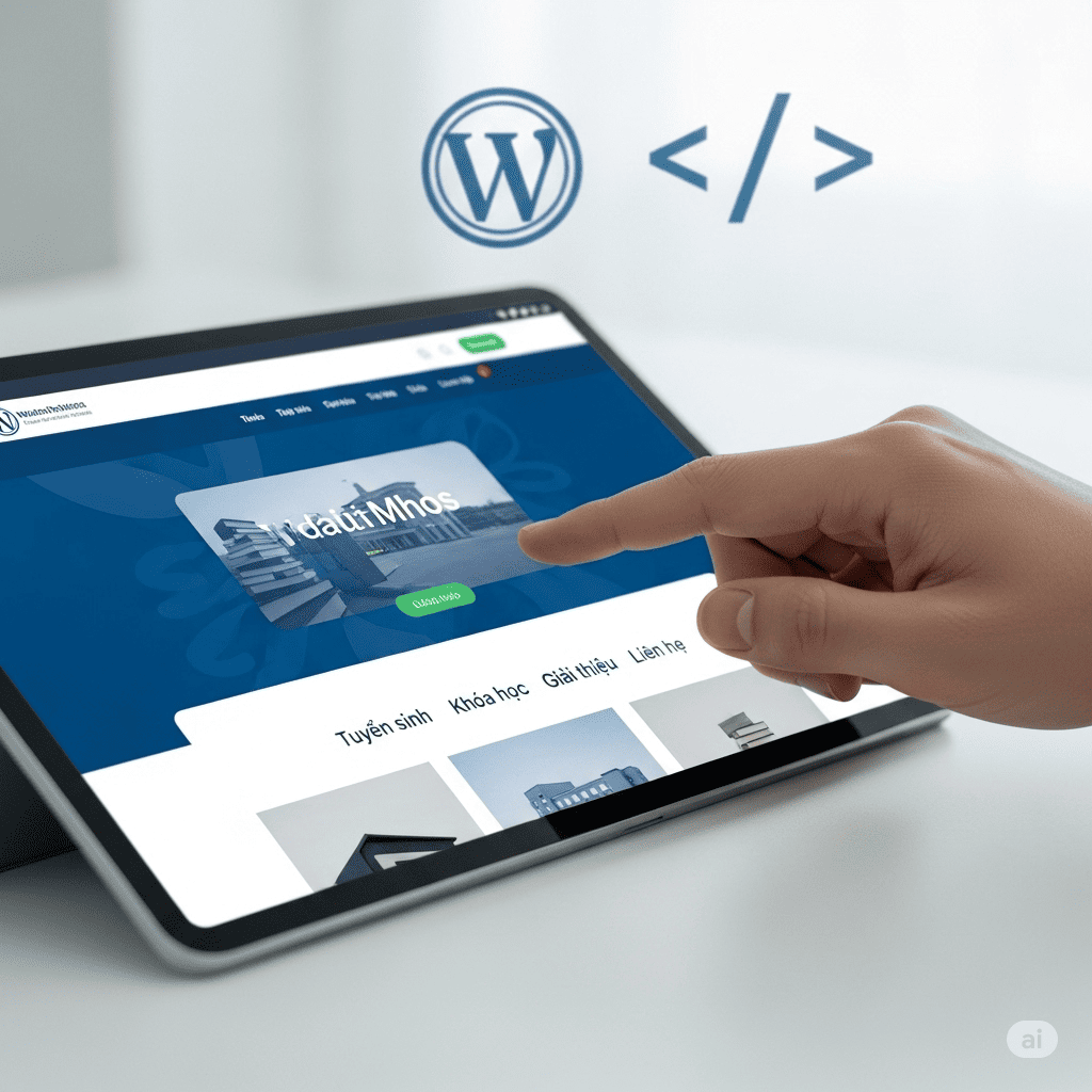 Giao diện website giáo dục chuyên nghiệp được thiết kế trên nền tảng WordPress