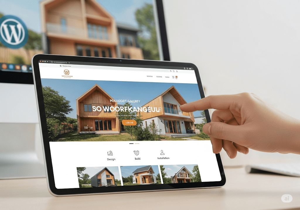 Giao diện website nhà gỗ và nhôm kính chuyên nghiệp được thiết kế trên nền tảng WordPress