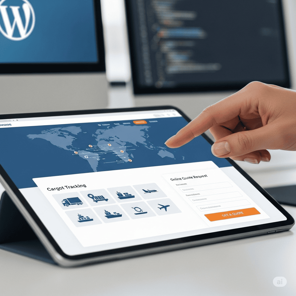 Giao diện website vận tải và logistics chuyên nghiệp được thiết kế trên nền tảng WordPress