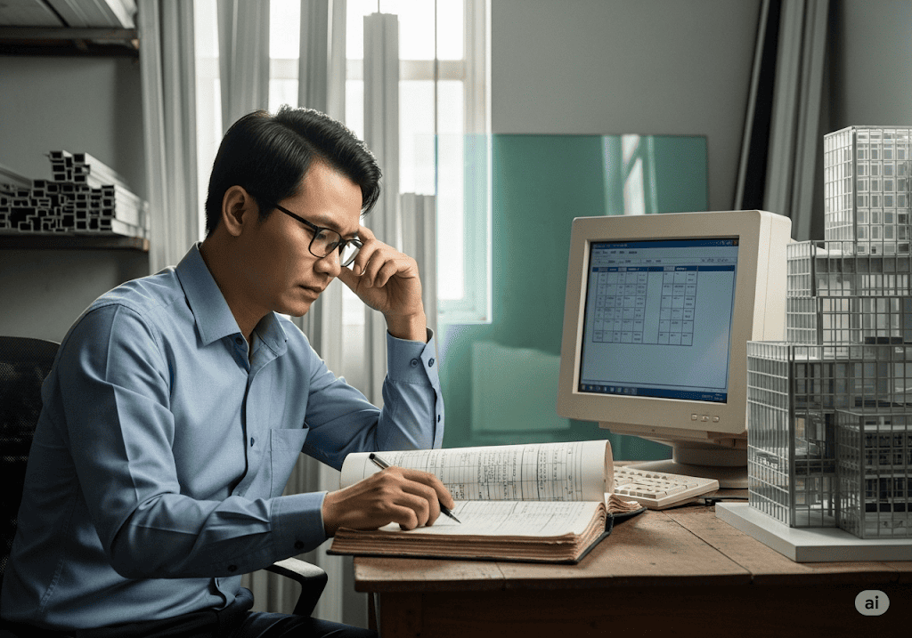 Hình ảnh chủ doanh nghiệp nhôm kính đang đối mặt với thách thức kinh doanh truyền thống
