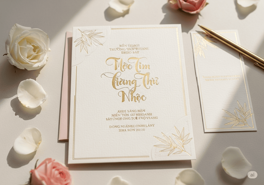 Thiết kế thiệp cưới sang trọng với font chữ thư pháp Việt hóa