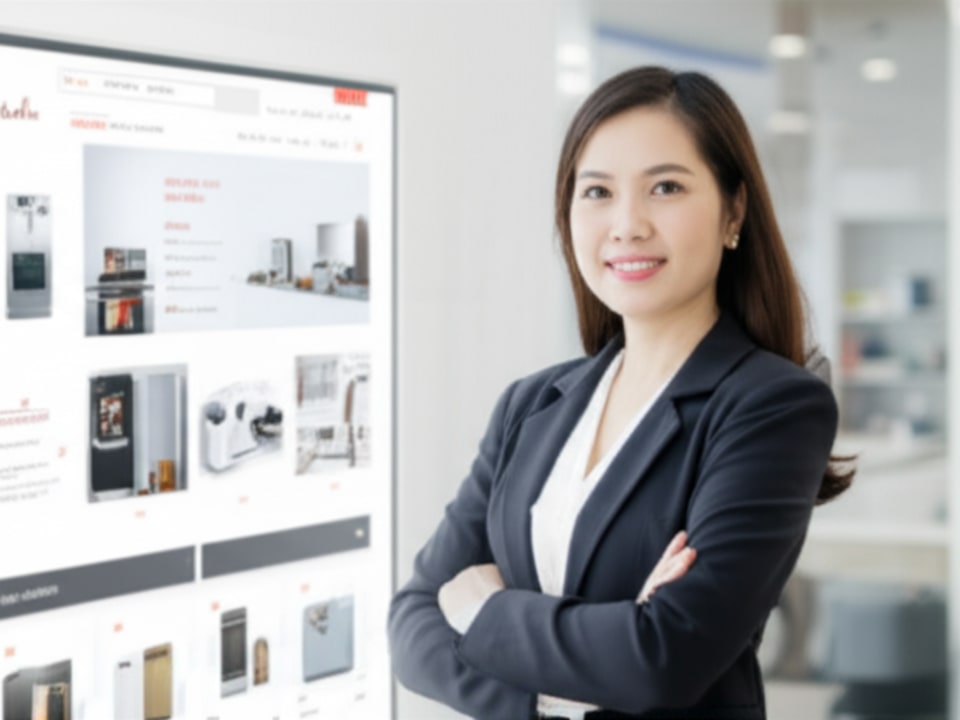 Chủ doanh nghiệp điện lạnh tự tin khởi đầu hành trình kinh doanh online thành công.