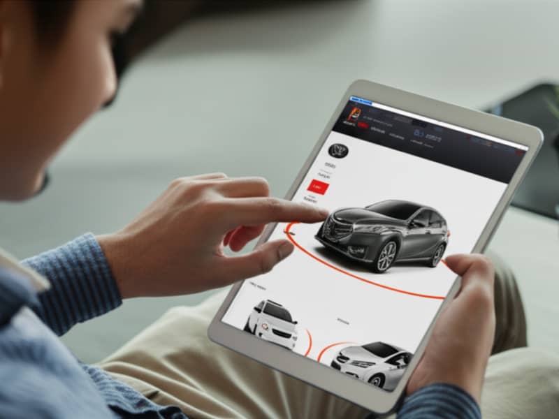 Khách hàng Việt Nam tương tác với các tính năng hiện đại trên website ô tô chuyên nghiệp.