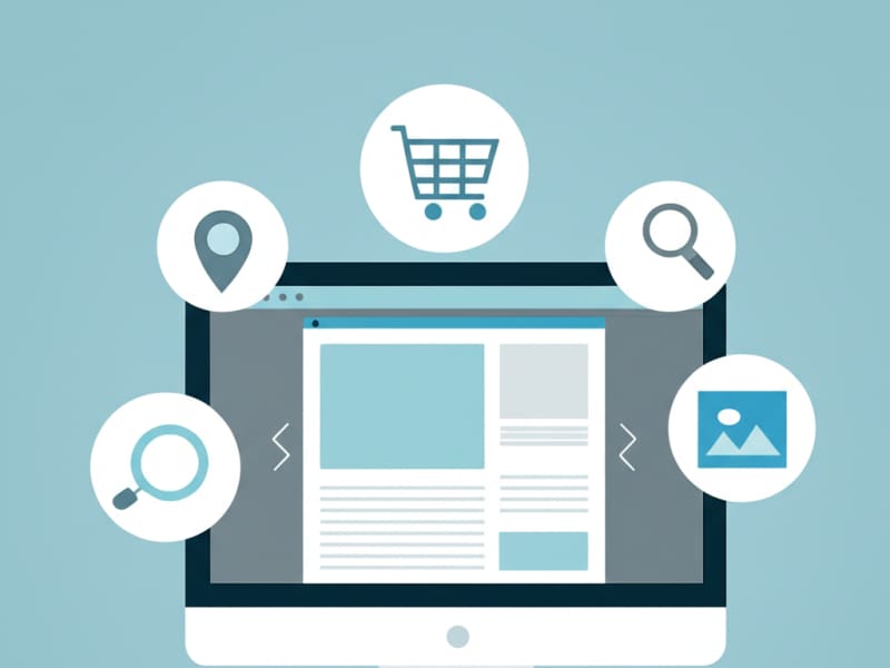 Các biểu tượng minh họa những tính năng cần thiết cho một website nội thất chuyên nghiệp.