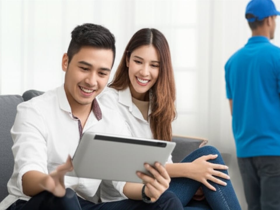 Khách hàng hài lòng khi mua sắm thiết bị điện lạnh trực tuyến qua website chuyên nghiệp.