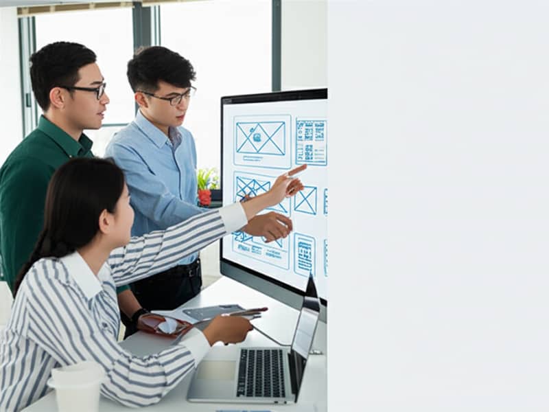 Đội ngũ chuyên gia đang thực hiện quy trình thiết kế website khách sạn chuyên nghiệp.