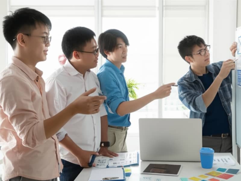 Đội ngũ chuyên gia đang thực hiện quy trình thiết kế website mỹ phẩm chuyên nghiệp.