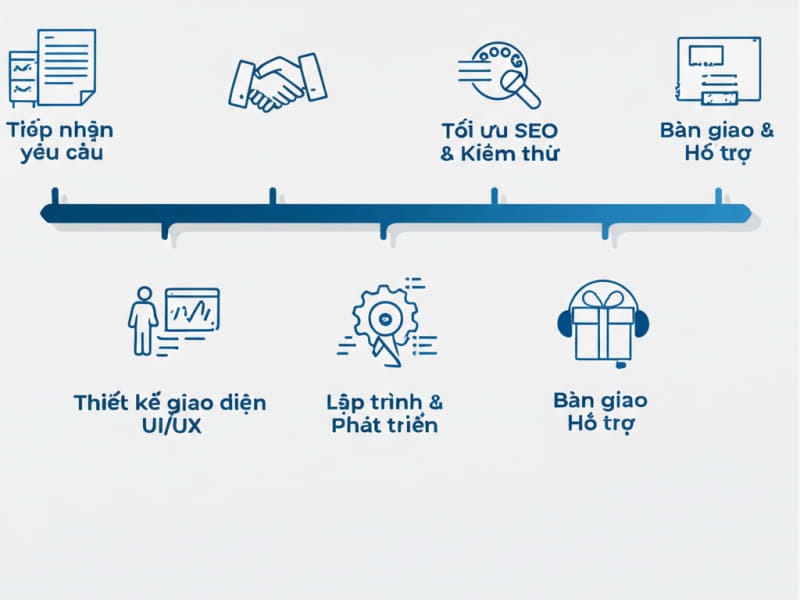 Infographic mô tả quy trình thiết kế website trung tâm gia sư chuyên nghiệp từng bước