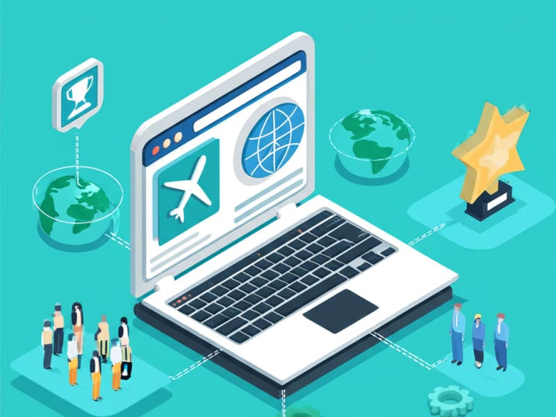 Minh họa các lợi ích vượt trội của việc sở hữu website bán vé máy bay chuyên nghiệp, bao gồm tăng trưởng khách hàng và uy tín thương hiệu.