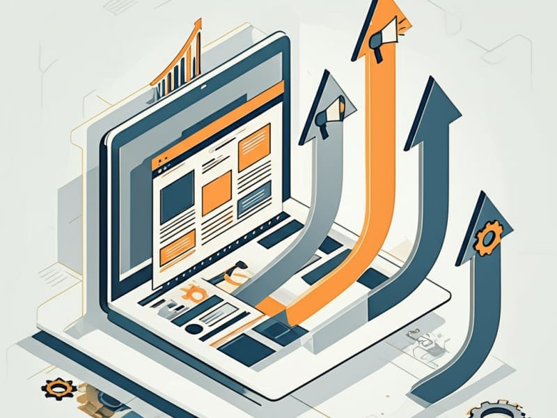 Biểu tượng minh họa các lợi ích vượt trội của website cơ khí chuyên nghiệp, bao gồm tăng trưởng và uy tín.