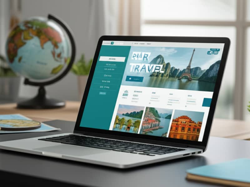 Biểu tượng minh họa các lợi ích vượt trội của website du lịch chuyên nghiệp, bao gồm tăng trưởng và uy tín.