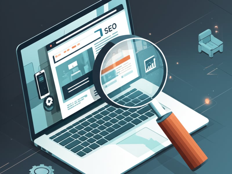 Minh họa website nội thất được tối ưu SEO để đạt thứ hạng cao trên công cụ tìm kiếm.