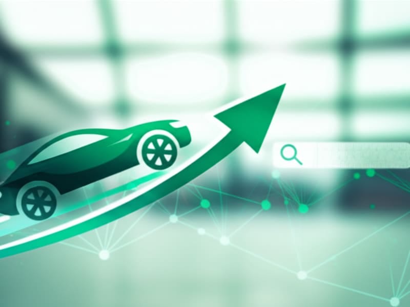 Biểu tượng website ô tô tăng thứ hạng tìm kiếm, thể hiện hiệu quả SEO.