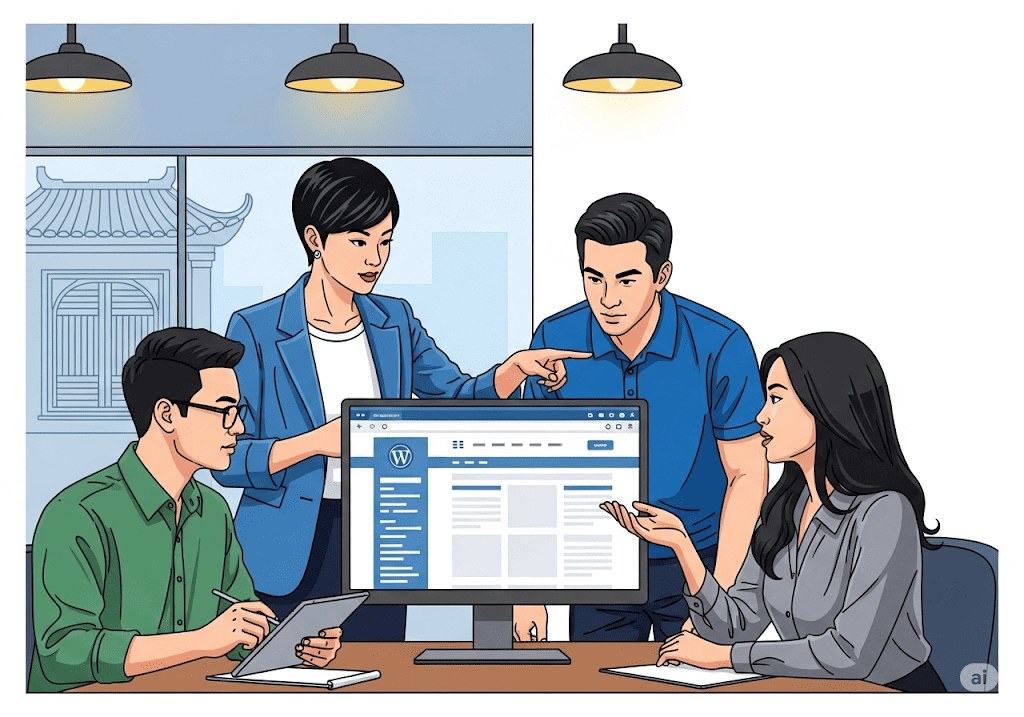 Đội ngũ chuyên gia Tini Tech làm việc trên dự án website WordPress