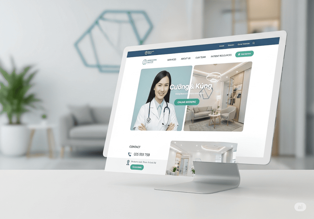 Giao diện website phòng khám chuyên nghiệp, hiện đại, tối ưu cho việc đặt lịch hẹn trực tuyến