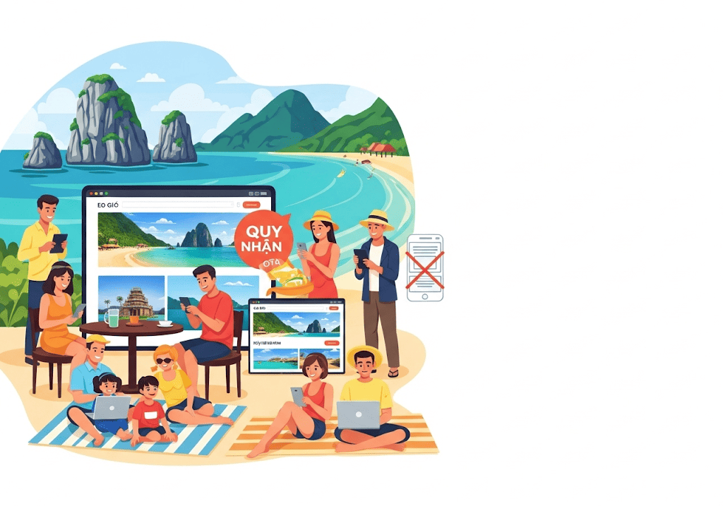 Khách du lịch đặt phòng trực tiếp khách sạn Quy Nhơn qua website