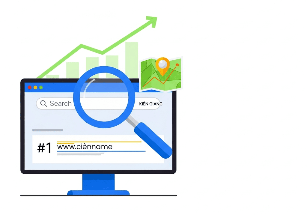 Website chuẩn SEO giúp doanh nghiệp Kiên Giang xếp hạng cao trên Google.