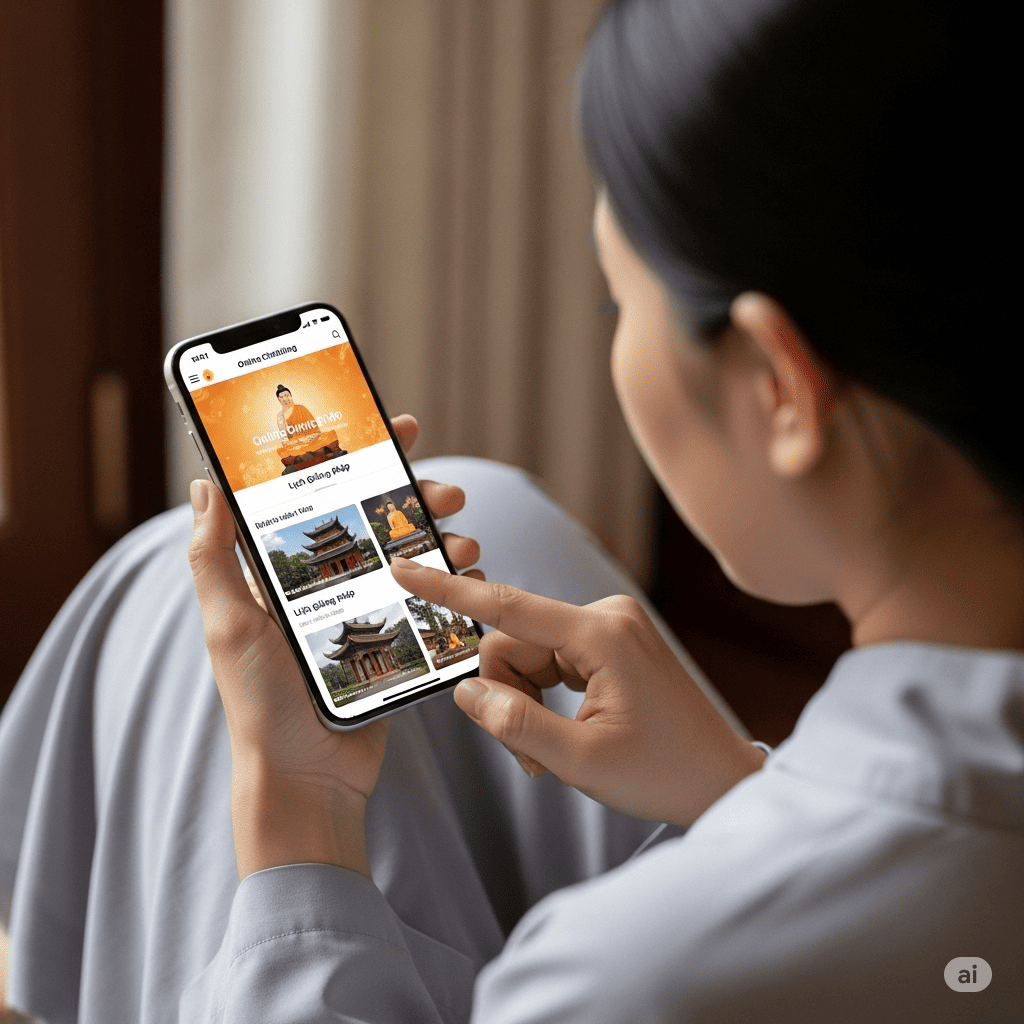 Phật tử Việt Nam tương tác với các tính năng cần thiết trên website Phật giáo, như lịch giảng pháp và thư viện (1)