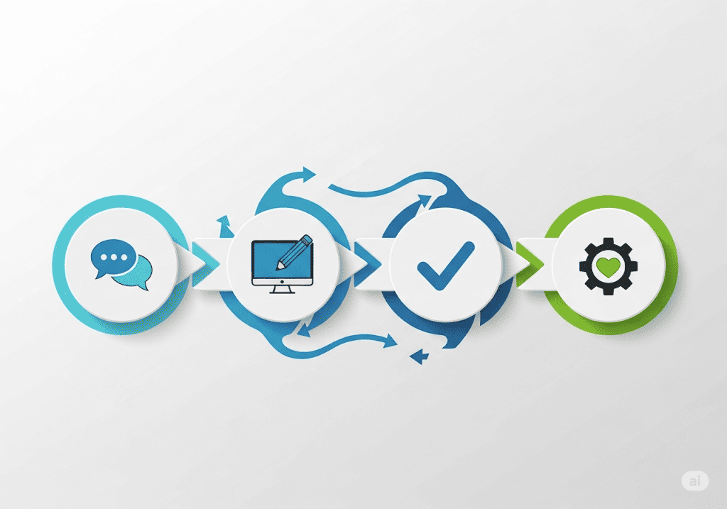 Quy trình thiết kế website 4 bước chuyên nghiệp của Tini Tech.