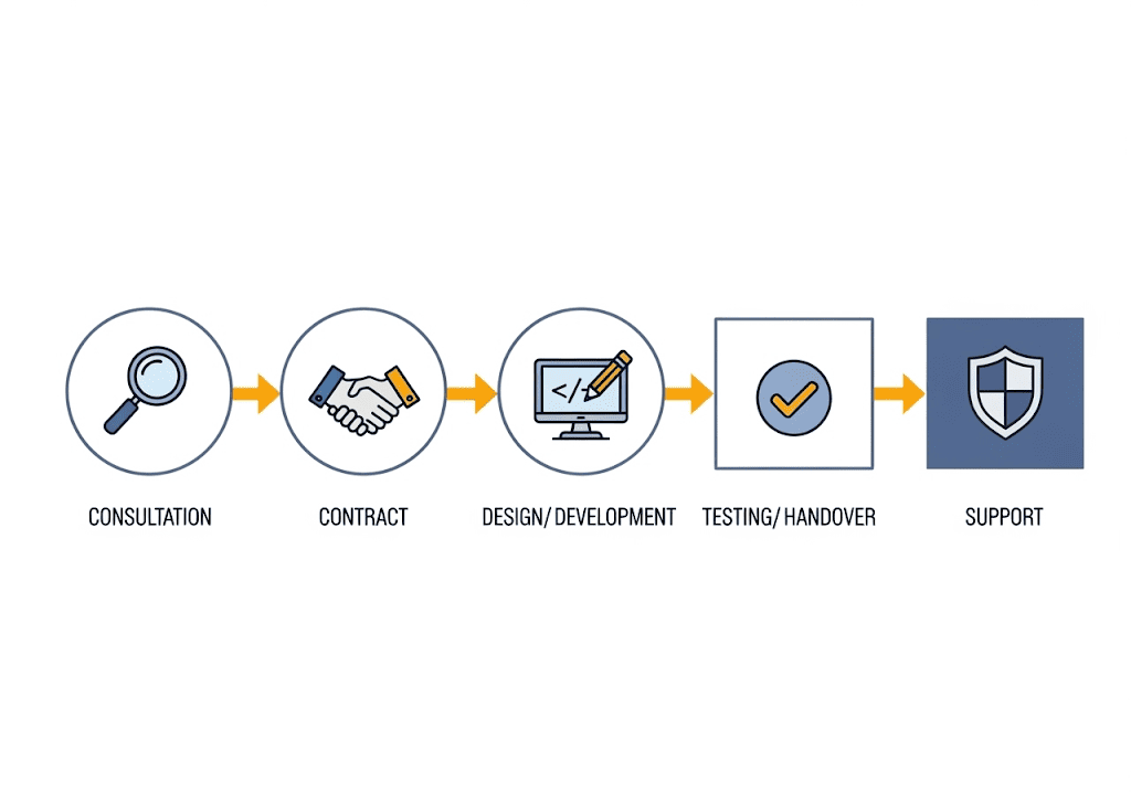 Quy trình thiết kế web 5 bước của Tini Tech.