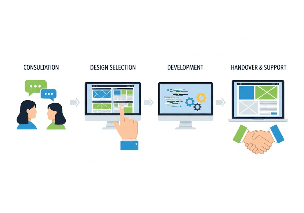 Quy trình thiết kế web minh bạch và kho giao diện đa dạng của Tini Tech.
