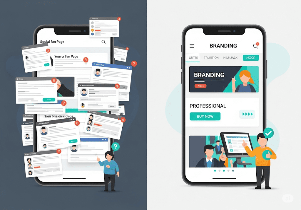 So sánh website chuyên nghiệp và trang Fanpage về uy tín, chốt đơn