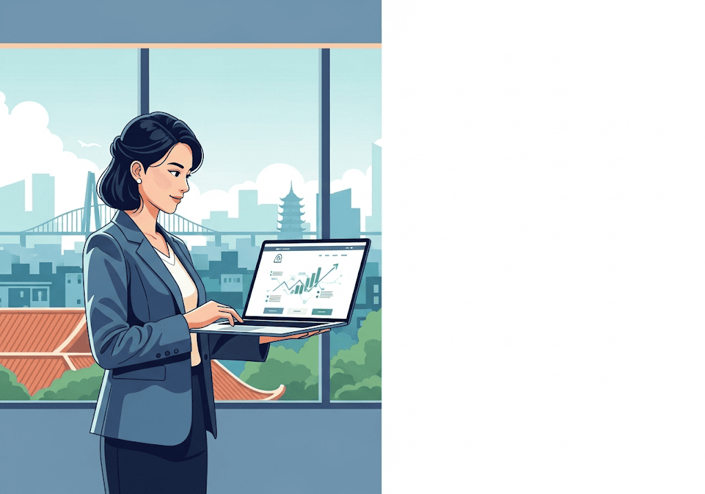 Nữ doanh nhân Hà Nội tự tin với website chuyên nghiệp, chi phí tối ưu.