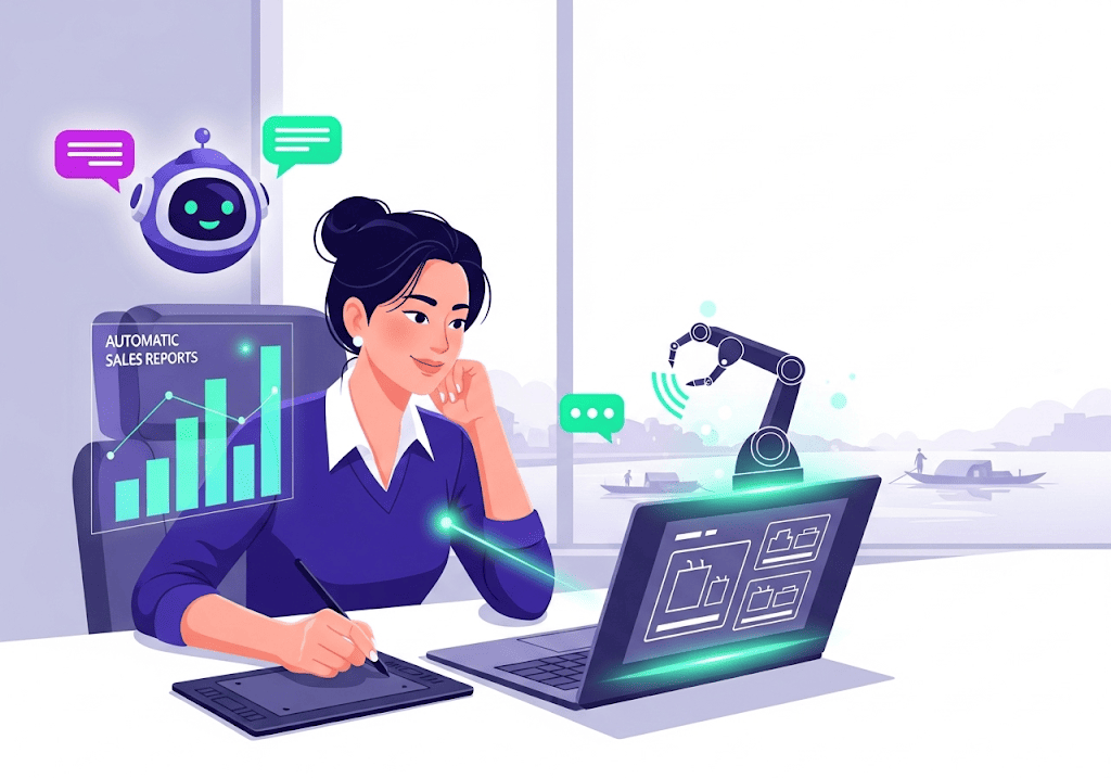 Chủ doanh nghiệp Mỹ Tho quản lý website thông minh tích hợp AI