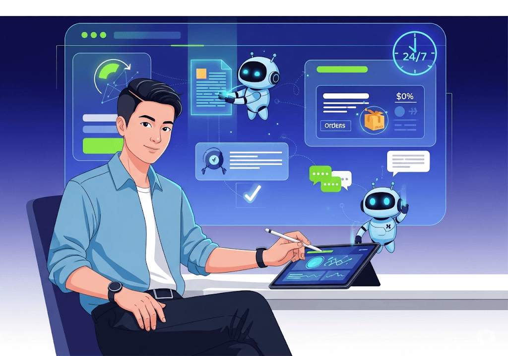 Website tích hợp AI và tự động hóa làm việc 24/7