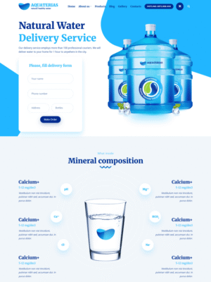 Mẫu website Dịch vụ giao nước uống Hiện đại & Tươi mát - Aqua