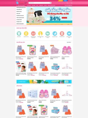 Mẫu website Cửa hàng mẹ và bé Thân thiện, Tươi sáng - Mẫu Bachhoa4