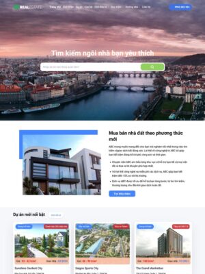 Mẫu website Bất động sản Hiện đại & Chuyên nghiệp - Mẫu BDS13