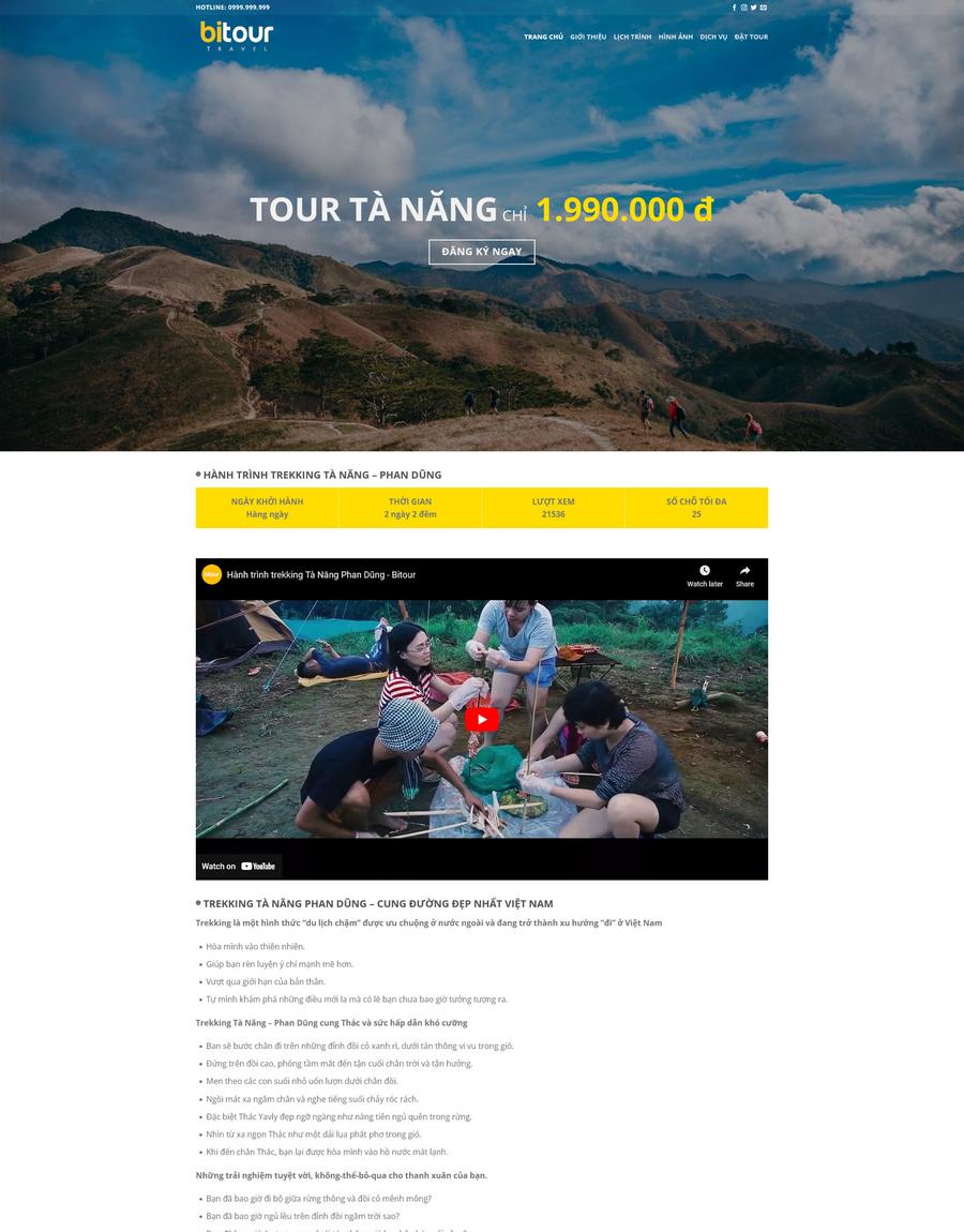 Mẫu website Dịch vụ du lịch trekking Năng động & Phiêu lưu - Bitour Mẫu website Dịch vụ du lịch trekking Năng động & Phiêu lưu - Bitour
