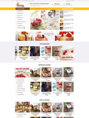 Mẫu website Cửa hàng nguyên liệu & dụng cụ làm bánh Thân thiện & Chuyên nghiệp - Mẫu Cake