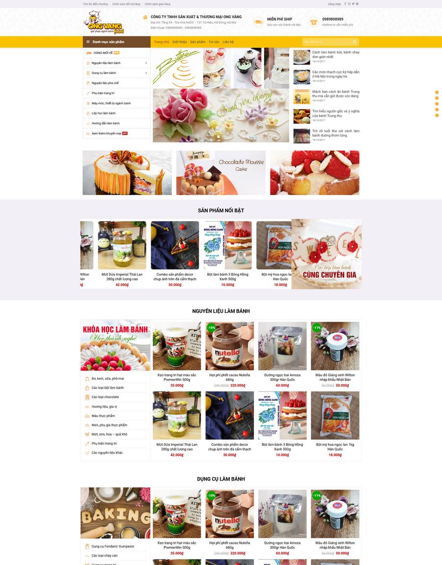 Mẫu website Cửa hàng nguyên liệu & dụng cụ làm bánh Thân thiện & Chuyên nghiệp - Mẫu Cake Mẫu website Cửa hàng nguyên liệu & dụng cụ làm bánh Thân thiện & Chuyên nghiệp - Mẫu Cake