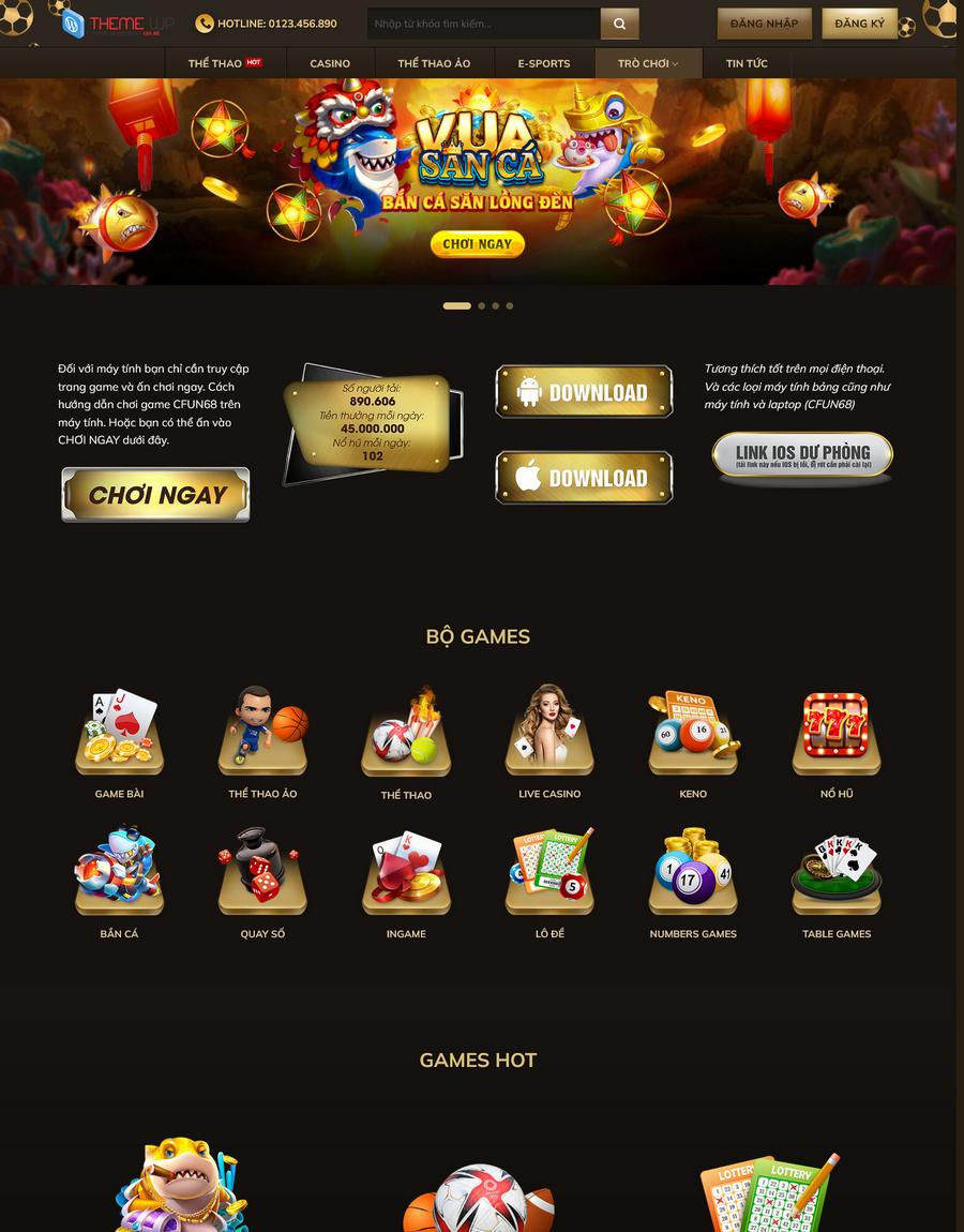 Mẫu website Cổng game cá cược trực tuyến Sang trọng & Năng động - Mẫu Casino1 Mẫu website Cổng game cá cược trực tuyến Sang trọng & Năng động - Mẫu Casino1