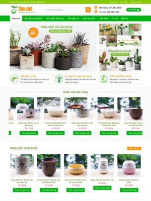 Mẫu website Cửa hàng chậu cảnh & cây cảnh Tự nhiên, Hiện đại - Mẫu CHAUCY
