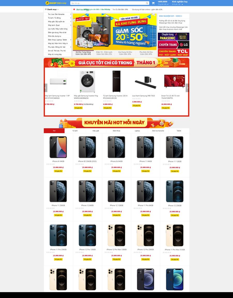 Mẫu website Bán lẻ Điện máy, Điện tử Hiện đại - DienMayXanh2 Mẫu website Bán lẻ Điện máy, Điện tử Hiện đại - DienMayXanh2