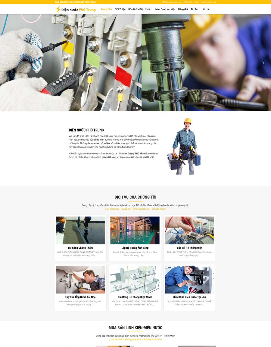 Mẫu website Dịch vụ sửa chữa điện nước Chuyên nghiệp & Hiện đại - Mẫu DienNuoc Mẫu website Dịch vụ sửa chữa điện nước Chuyên nghiệp & Hiện đại - Mẫu DienNuoc