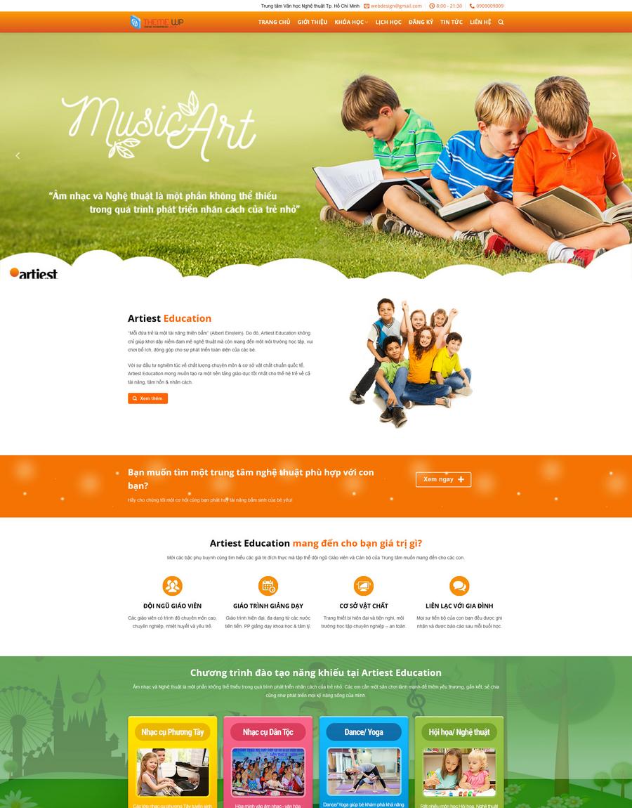 Mẫu website Trung tâm Nghệ thuật & Giáo dục Thân thiện, Sinh động - Edu Mẫu website Trung tâm Nghệ thuật & Giáo dục Thân thiện, Sinh động - Edu