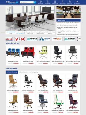 Mẫu website Cửa hàng Nội thất Văn phòng Hiện đại & Chuyên nghiệp - Mẫu GheVanPhong