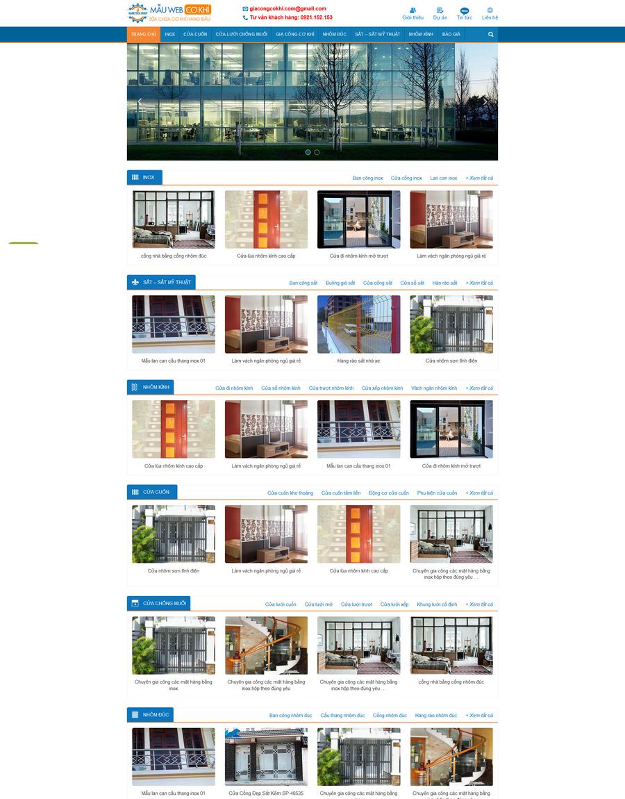 Mẫu website Cơ khí, Cửa & Nội thất kim loại Chuyên nghiệp & Hiện đại - Giacongcokhi Mẫu website Cơ khí, Cửa & Nội thất kim loại Chuyên nghiệp & Hiện đại - Giacongcokhi