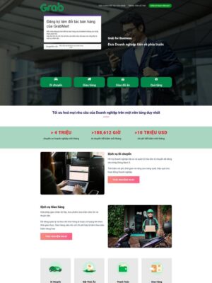 Mẫu website Nền tảng dịch vụ On-demand cho doanh nghiệp Hiện đại, Chuyên nghiệp - Mẫu Grab