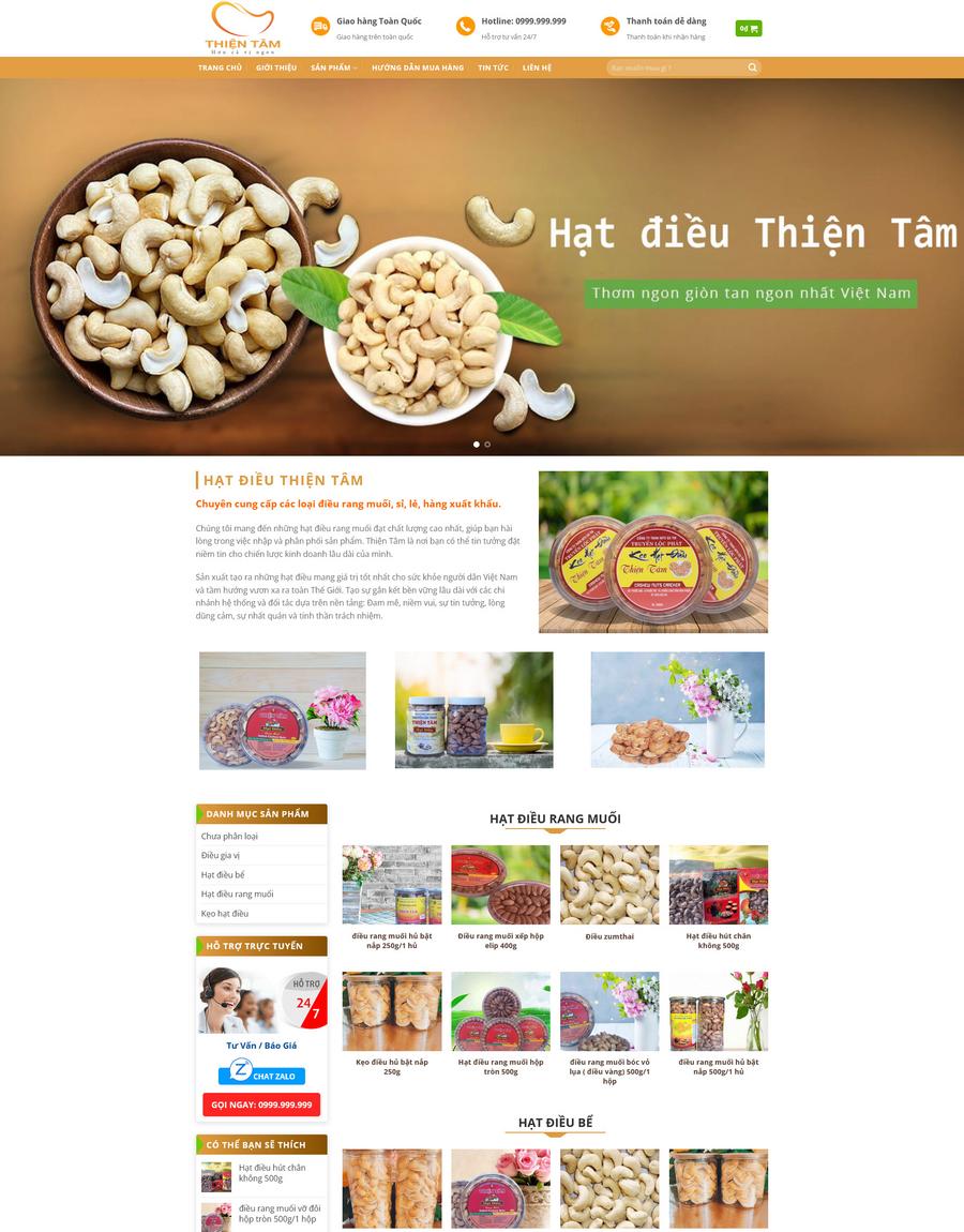 Mẫu website Cửa hàng bán hạt điều Thân thiện, Chuyên nghiệp, Đơn giản - Hatdieu2