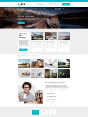 Mẫu website Kiến trúc & Xây dựng Hiện đại - HNK