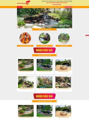 Mẫu website Thiết kế & Thi công Hồ cá Koi Chuyên nghiệp & Tự nhiên - Mẫu Hocacoi